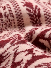 FatFace Burgundy Red Floral Bouquet Knitted Crew Neck Jumper - Image 5 of 7