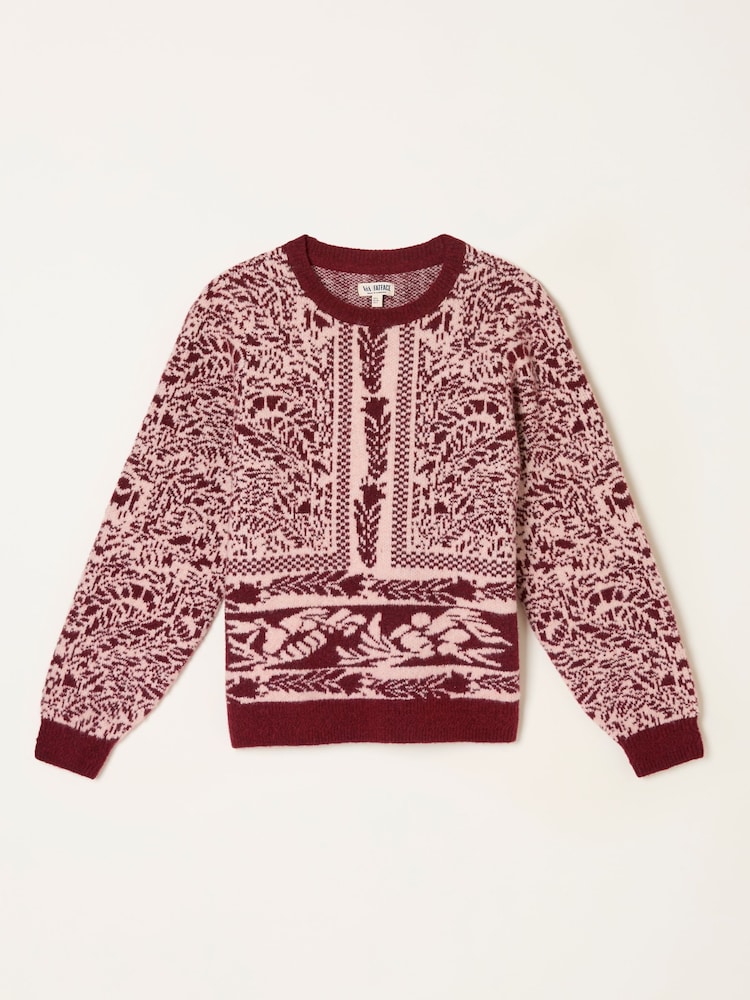 FatFace Burgundy Red Floral Bouquet Knitted Crew Neck Jumper - Image 7 of 7 FatFace Burgundy Red Floral Bouquet Knitted Crew Neck Jumper - Image 7 of 7