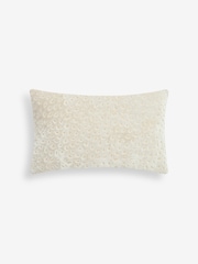 Natural 40 x 59cm Cut Velvet Floral Print Cushion - Image 6 of 8