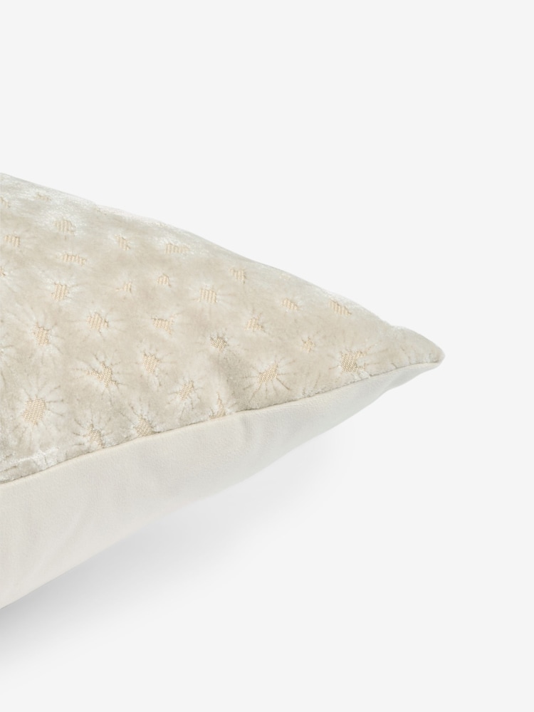 Natural 40 x 59cm Cut Velvet Floral Print Cushion - Image 8 of 8