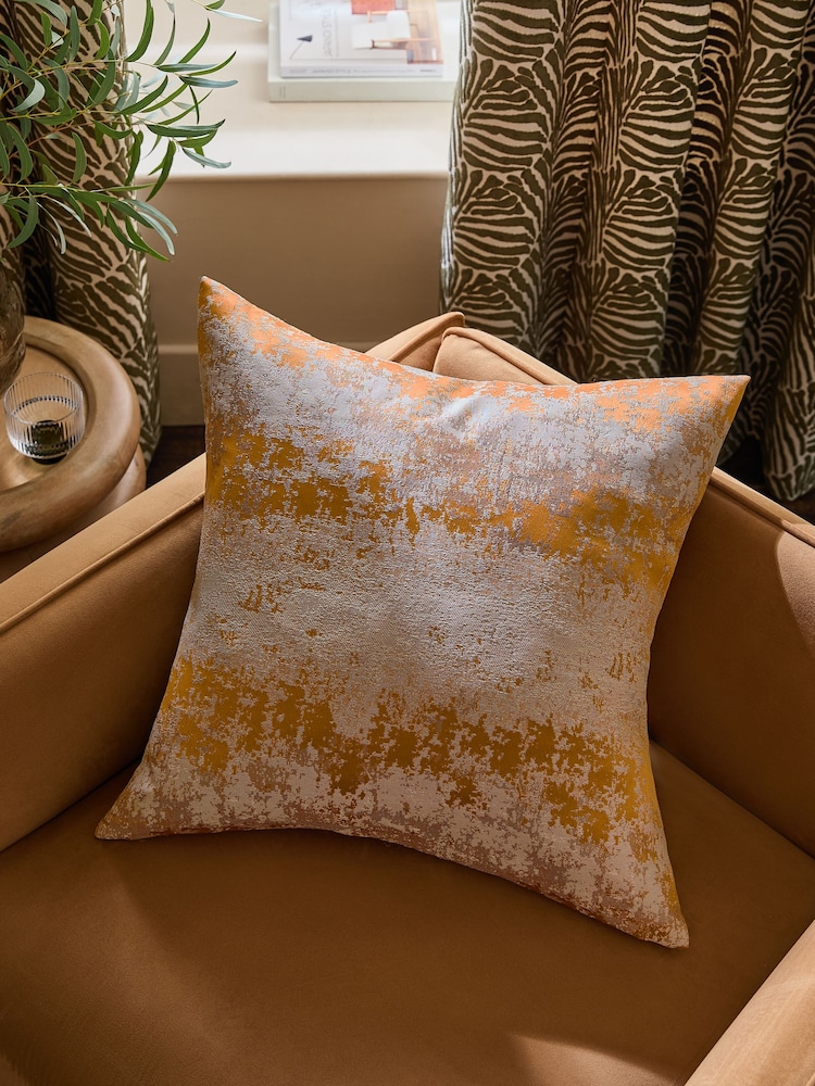 Ochre Yellow 59 x 59cm Abstract Jacquard Cushion - Image 1 of 5