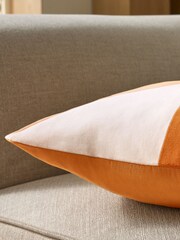Ochre/Cream 50 x 50cm Multi Patchwork Velvet Cushion - Image 2 of 6