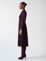 LK Bennett Blue Tallis Lips Print Pleated Ggt Dress - Image 3 of 4
