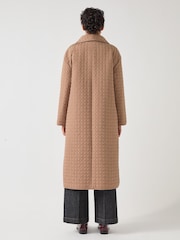 LK Bennett Brown Callie Longline Quilted Coat With Removeable Inner - Image 2 of 4