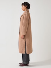 LK Bennett Brown Callie Longline Quilted Coat With Removeable Inner - Image 3 of 4