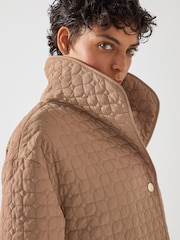 LK Bennett Brown Callie Longline Quilted Coat With Removeable Inner - Image 4 of 4