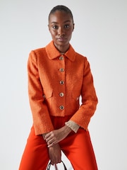 LK Bennett Blue Vita Tweed Light Check Coat - Image 3 of 4