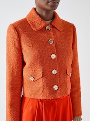 LK Bennett Blue Vita Tweed Light Check Coat - Image 4 of 4