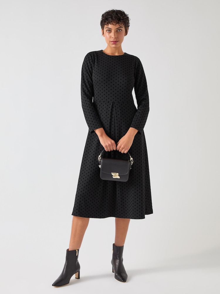 LK Bennett Marim Kleid aus Ponte-Jersey mit beflocktem Punktmuster - Bild 1 von 3 LK Bennett Marim Kleid aus Ponte-Jersey mit beflocktem Punktmuster - Bild 1 von 3