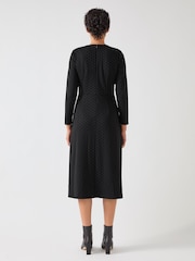 LK Bennett Black Marim Flocked Spot Ponte Jersey Dress - Image 2 of 3