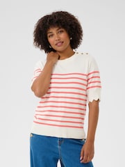 Cream CRVillea Short Sleeve Knit Cream/Pink Blouse - Image 1 of 5