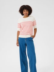 Cream CRVillea Short Sleeve Knit Cream/Pink Blouse - Image 2 of 5