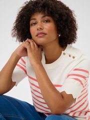Cream CRVillea Short Sleeve Knit Cream/Pink Blouse - Image 3 of 5