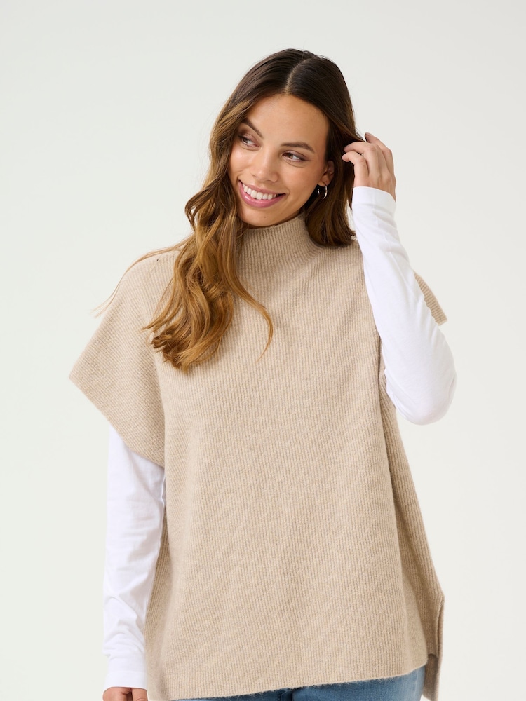 Cream Loose Fit Natural CRStari Slipover Turtleneck Jumper - Image 1 of 5