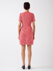 LK Bennett Red Alexa Cotton Blend Tweed Short Sleeve Mini Dress - Image 3 of 5