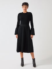 LK Bennett Black Tabatha Sculptured Milano Knitted Dress - Image 1 of 4