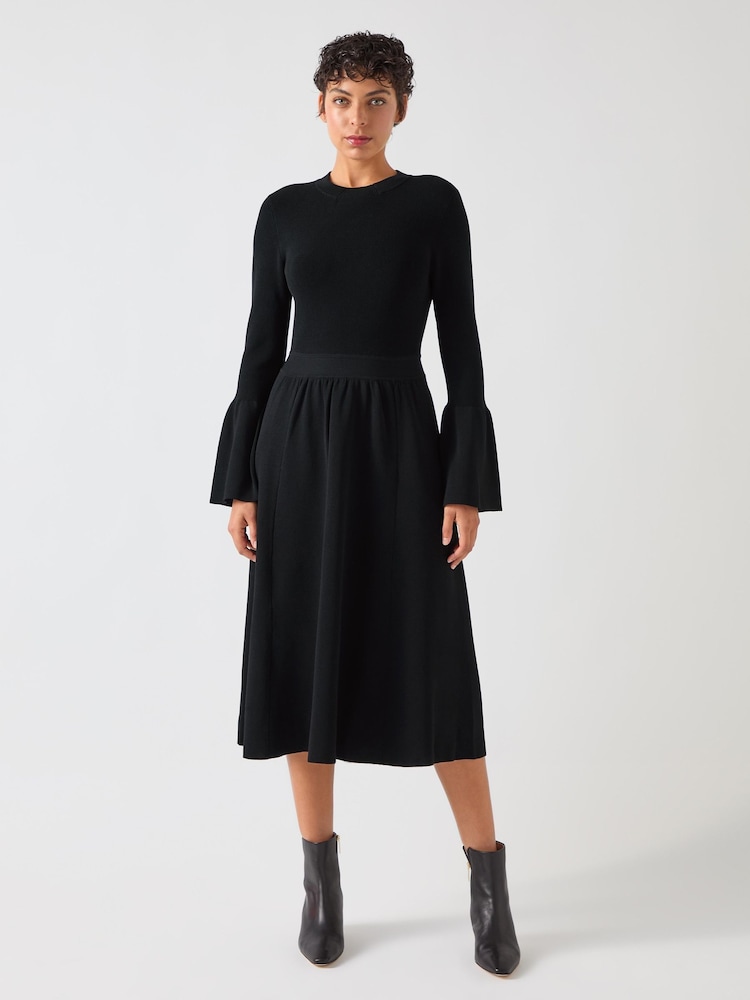 LK Bennett Black Tabatha Sculptured Milano Knitted Dress - Image 1 of 4