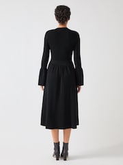 LK Bennett Black Tabatha Sculptured Milano Knitted Dress - Image 2 of 4