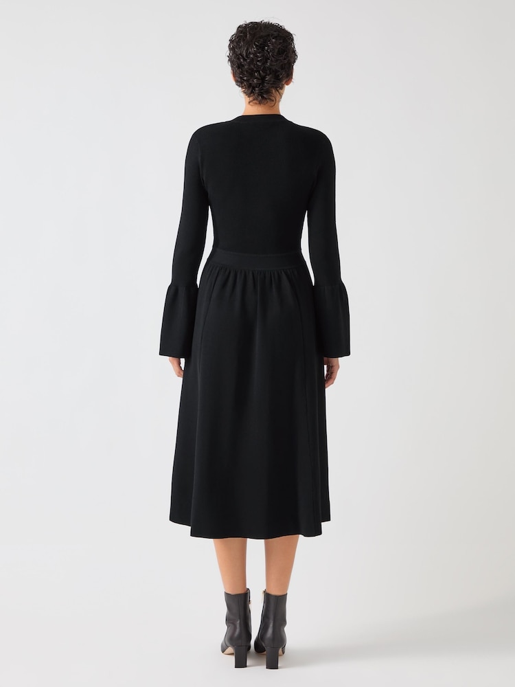 LK Bennett Black Tabatha Sculptured Milano Knitted Dress - Image 2 of 4