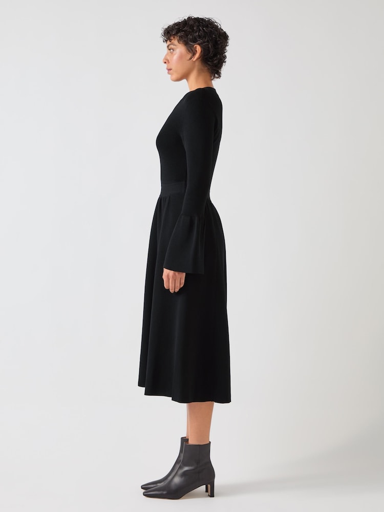 LK Bennett Black Tabatha Sculptured Milano Knitted Dress - Image 3 of 4