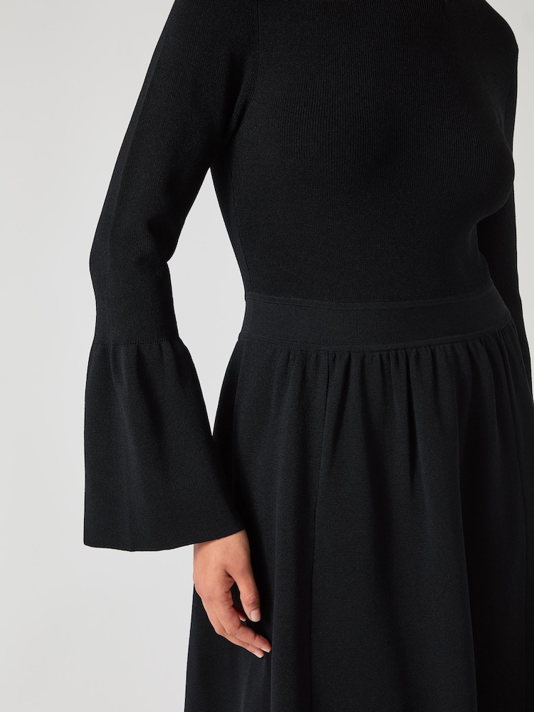 LK Bennett Black Tabatha Sculptured Milano Knitted Dress - Image 4 of 4