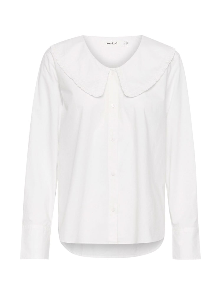 Soaked in Luxury SLDivia Puritan Collar Long Sleeve 100% Cotton White Shirt - Image 5 of 6
