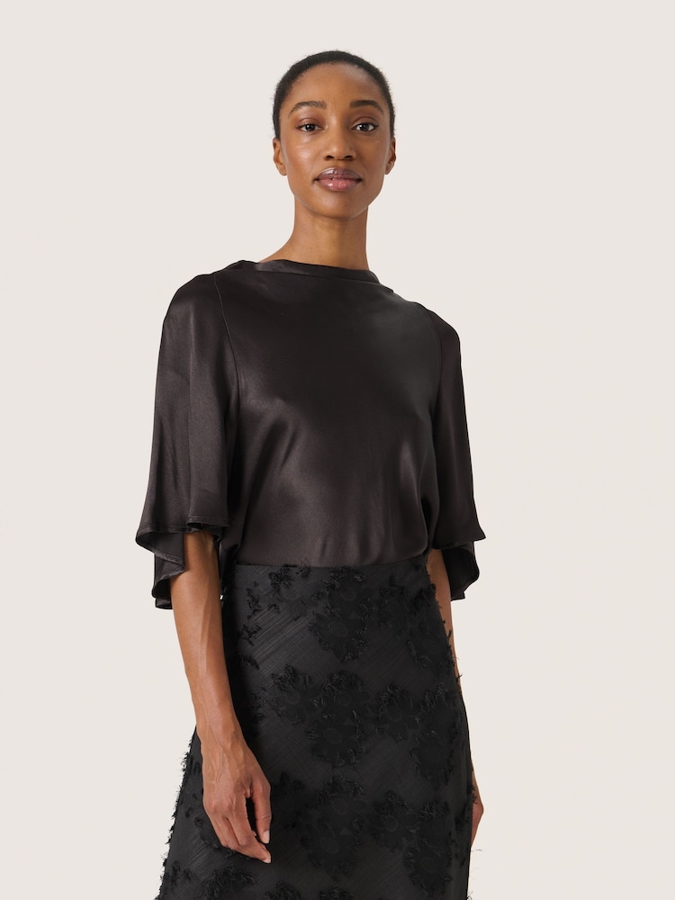 Soaked in Luxury SLMilu Cowl Neck Flutter Sleeves Blouse - Image 1 of 6