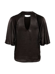 Soaked in Luxury SLMilu Cowl Neck Flutter Sleeves Blouse - Image 6 of 6