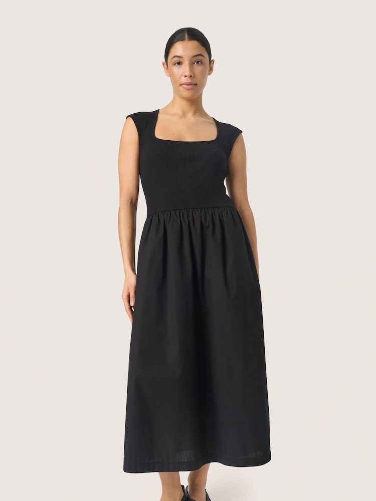 Soaked in Luxury Simone Fit Flare Midi Black Dress - Image 1 of 6