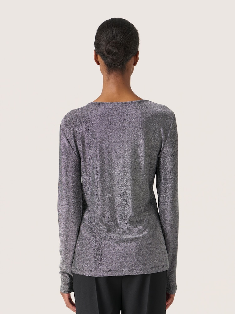 Soaked in Luxury Skylara Knotted Long Sleeve Glitter Top - Image 2 of 6 Soaked in Luxury Skylara Knotted Long Sleeve Glitter Top - Image 2 of 6