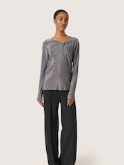 Soaked in Luxury Skylara Knotted Long Sleeve Glitter Top - Image 3 of 6