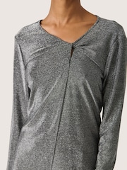 Soaked in Luxury Skylara Knotted Long Sleeve Glitter Top - Image 4 of 6