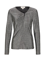 Soaked in Luxury Skylara Knotted Long Sleeve Glitter Top - Image 5 of 6