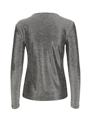 Soaked in Luxury Skylara Knotted Long Sleeve Glitter Top - Image 6 of 6