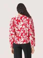 Soaked in Luxury Red SLOline Printed Long Sleeve Blouse - Image 2 of 6