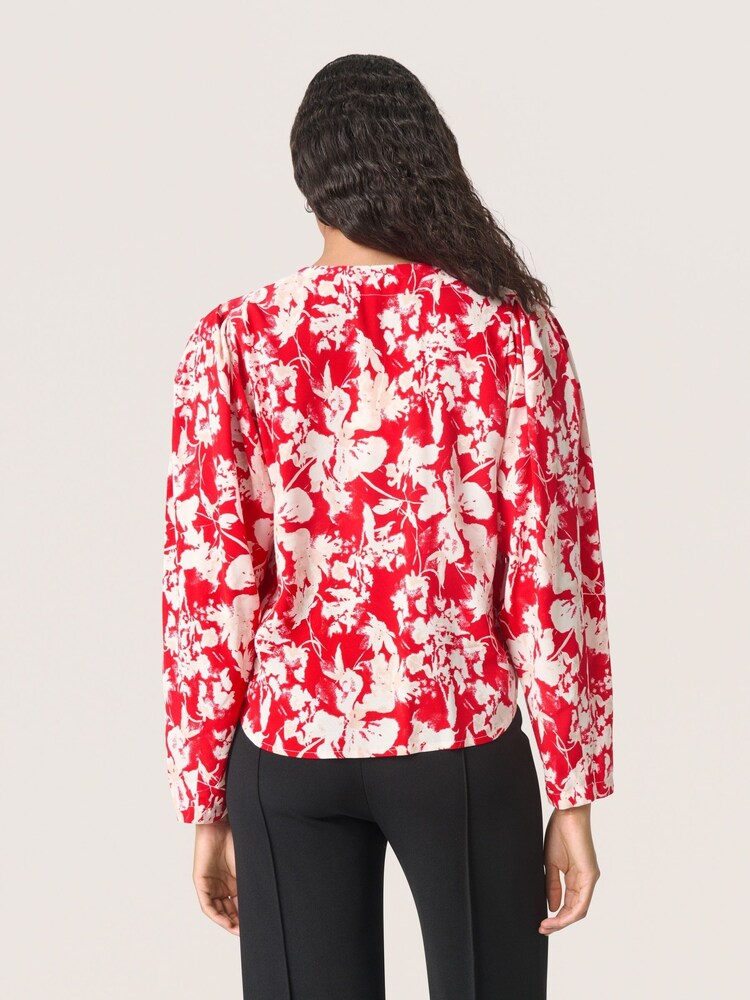 Soaked in Luxury Red SLOline Printed Long Sleeve Blouse - Image 2 of 6 Soaked in Luxury Red SLOline Printed Long Sleeve Blouse - Image 2 of 6