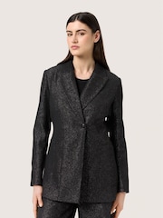 Soaked in Luxury SLCahlina Single Breasted Glitter Black Blazer - Image 1 of 6