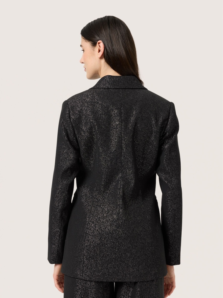 Soaked in Luxury SLCahlina Single Breasted Glitter Black Blazer - Image 2 of 6