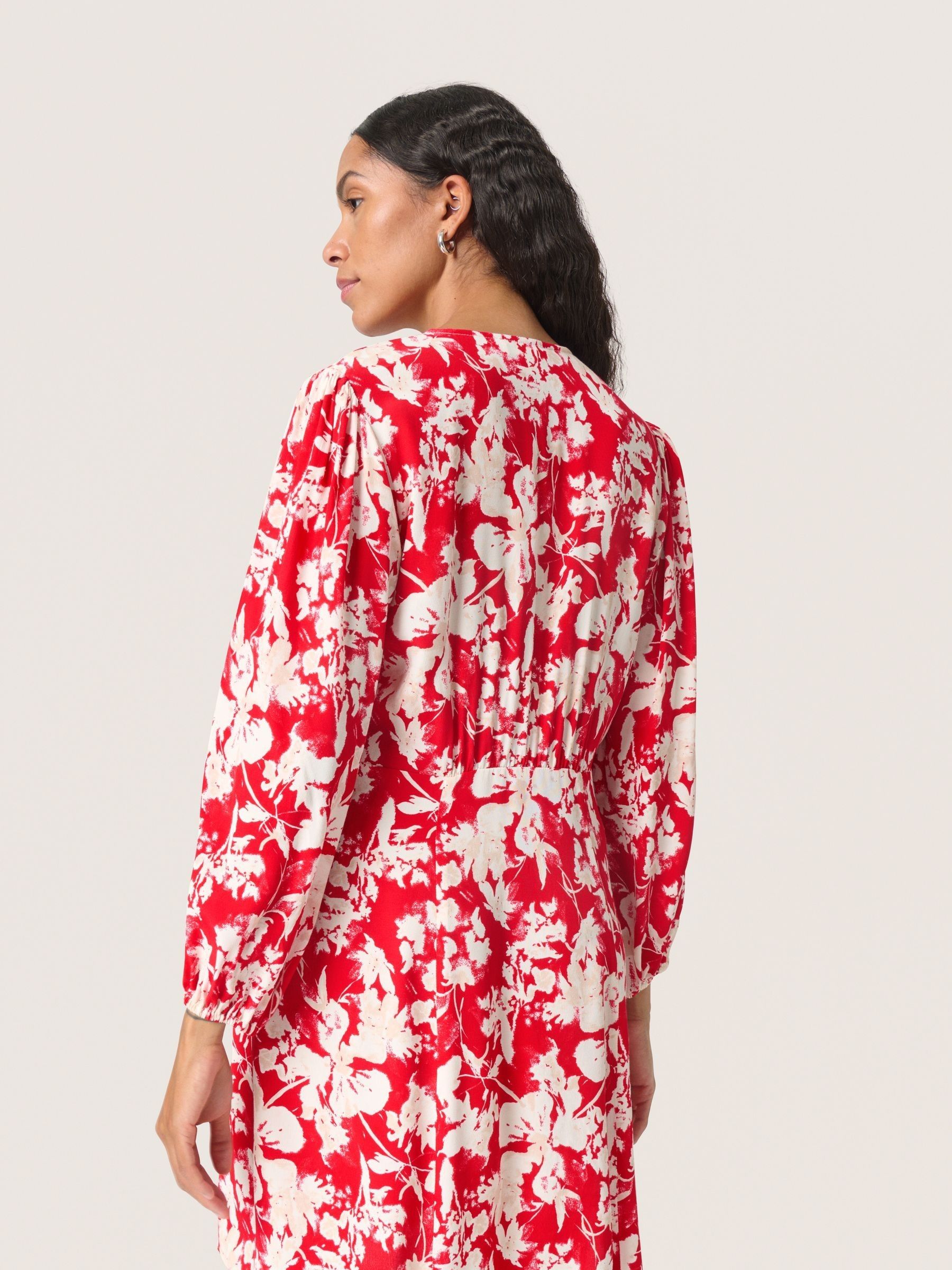 Soaked in Luxury Red SLOline Printed Long Sleeve Dress - Image 2 of 6