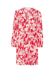 Soaked in Luxury Red SLOline Printed Long Sleeve Dress - Image 5 of 6
