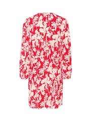 Soaked in Luxury Red SLOline Printed Long Sleeve Dress - Image 6 of 6
