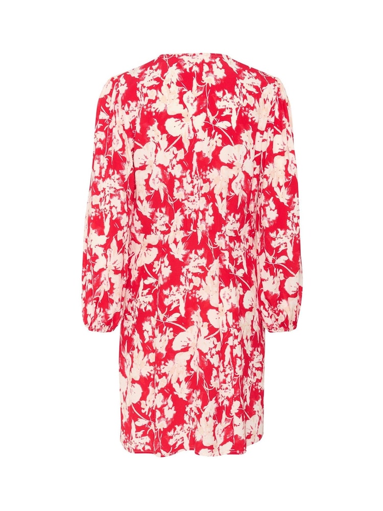Soaked in Luxury Red SLOline Printed Long Sleeve Dress - Image 6 of 6