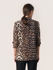 Soaked in Luxury SLShirley Printed Open Front Brown Blazer - Image 2 of 6