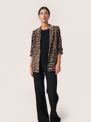 Soaked in Luxury SLShirley Printed Open Front Brown Blazer - Image 3 of 6