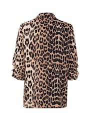 Soaked in Luxury SLShirley Printed Open Front Brown Blazer - Image 6 of 6