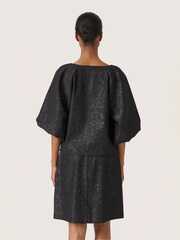 Soaked in Luxury SLCahlina V-Neck Balloon Sleeves Black Blouse - Image 2 of 4