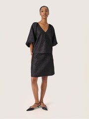 Soaked in Luxury SLCahlina V-Neck Balloon Sleeves Black Blouse - Image 3 of 4
