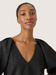 Soaked in Luxury SLCahlina V-Neck Balloon Sleeves Black Blouse - Image 4 of 4