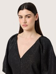 Soaked in Luxury SLCahlina Metallic V-Neck Black Mini Dress - Image 1 of 4