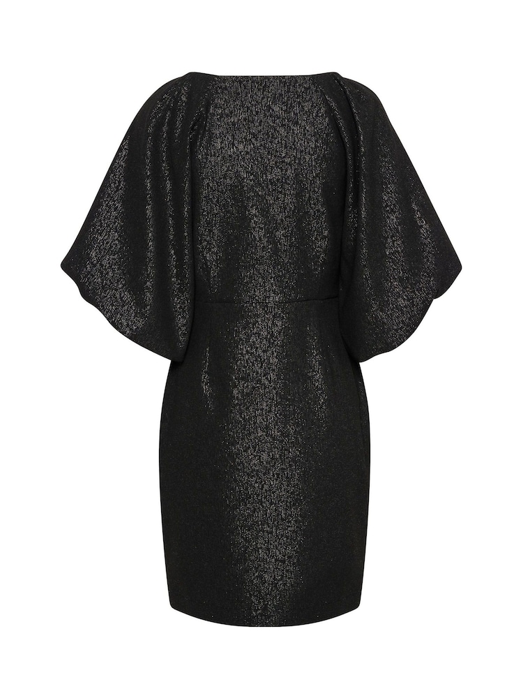 Soaked in Luxury SLCahlina Metallic V-Neck Black Mini Dress - Image 4 of 4